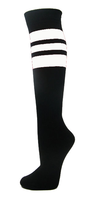 Couver Black Softball/Baseball/Sports Socks w White Stripes 3PRs