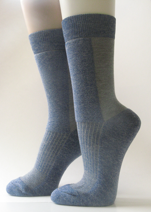 Blue Mid Calf Quality Hiking Socks Cushion on Sole [1pair]