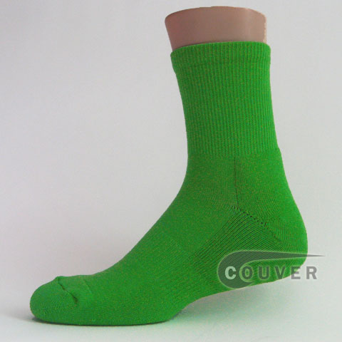 Bright green basketball quarter socks terry cushion on sole, 3PR