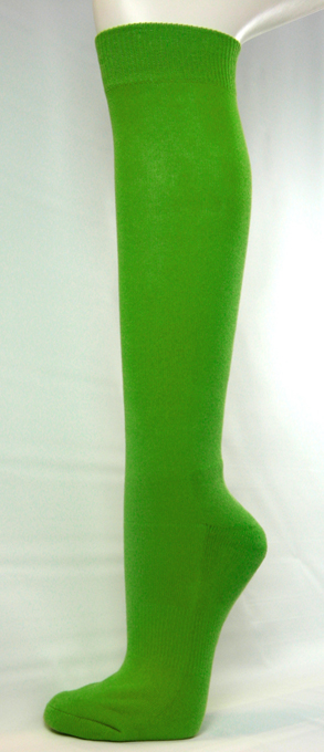 Bright Green Baseball Softball Socks Plain Knee High