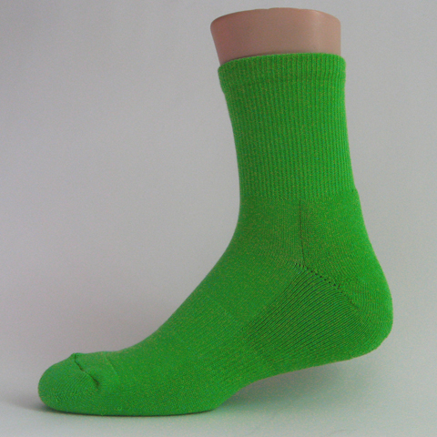 Bright green basketball quarter socks terry cushion on sole