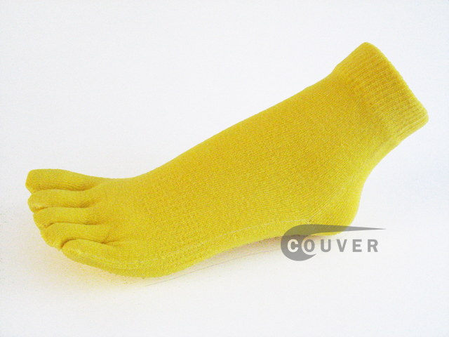 Bright Yellow COUVER 5finger Toes Ankle Toe Socks Wholesale, 6Pairs