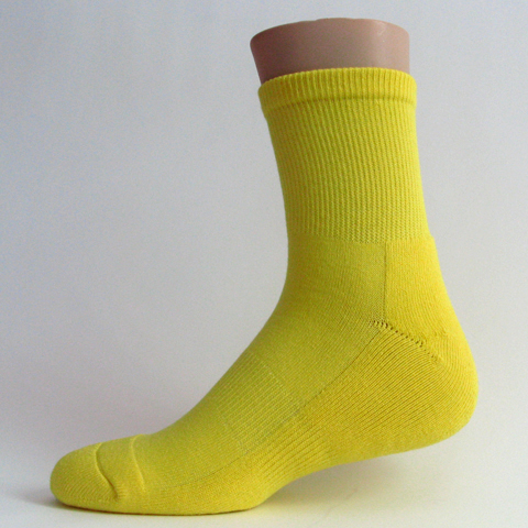 Bright yellow basketball quarter socks terry cushion on sole