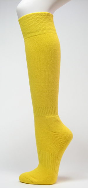 Bright yellow softball baseball knee high socks cushion on sole