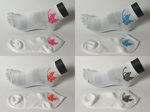 Butterfly on white youth cozy ankle socks mixed in color 3pairs