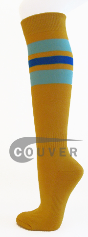 Couver Gold Yellow with Sky blue & Royal Blue Striped Knee Socks[3Pairs]
