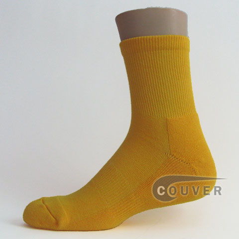 Golden yellow basketball quarter socks terry cushion on sole 3PR