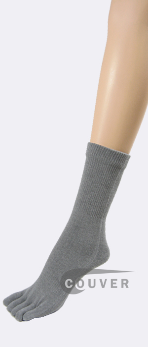 Gray (Grey) Couver 5Finger Toe Toe Socks Quarter Wholesale, 6PRS