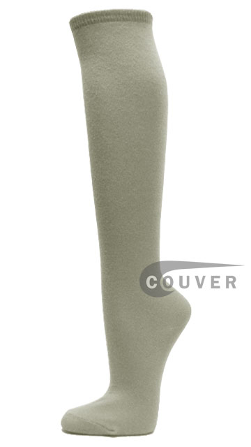 Light Gray Cotton Casual Knee High Socks from Couver 6PAIRS