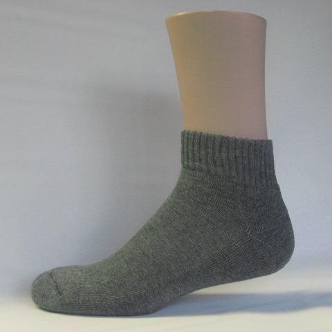 Gray running athletic low cut ankle socks terry cushion sole