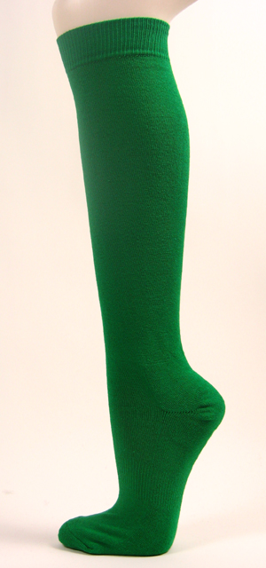 Green softball baseball knee high socks cushion on sole