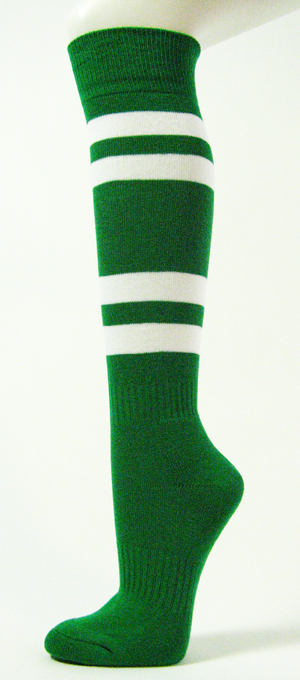 Green with White Stripes Couver Sport Knee Softball Socks 3PRs