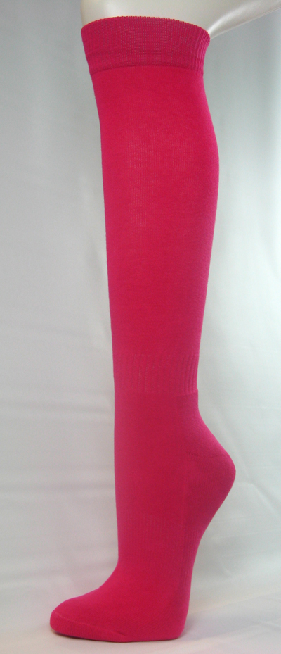 Hot Pink Softball Baseball Socks Plain for Men and Women