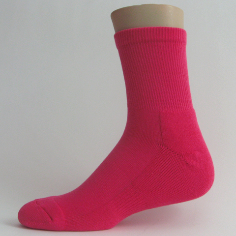 Hot pink basketball quarter socks terry cushion on sole