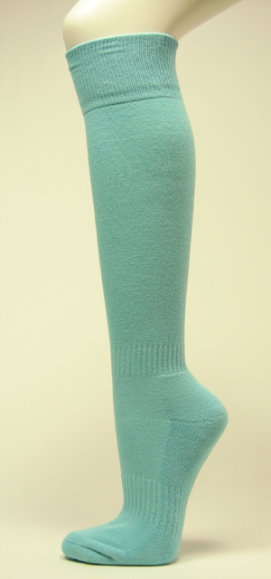 Light sky blue softball baseball knee high socks cushion on sole