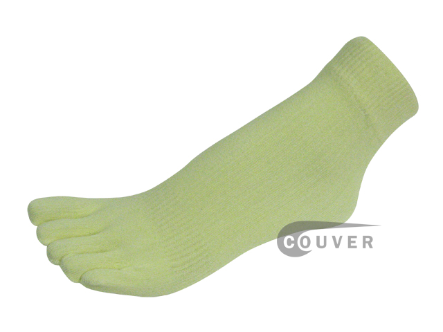 Light Yellow COUVER 5finger Toed Ankle Toe Socks Wholesale, 6PRs