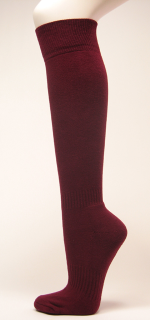 Maroon softball baseball knee high socks cushion on sole