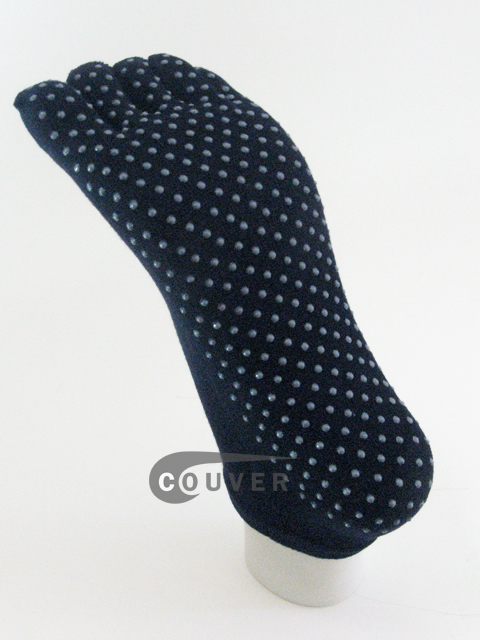 Navy No Skid No Slip Sole No-Show COUVER Yoga Toed Socks Wholesale 6PRs