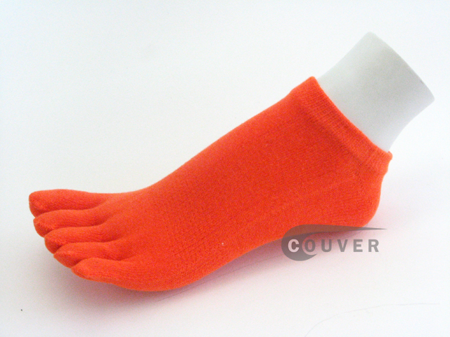 Orange No Show 5Fingers Toed COUVER Toe Socks Wholesale, 6PAIRs