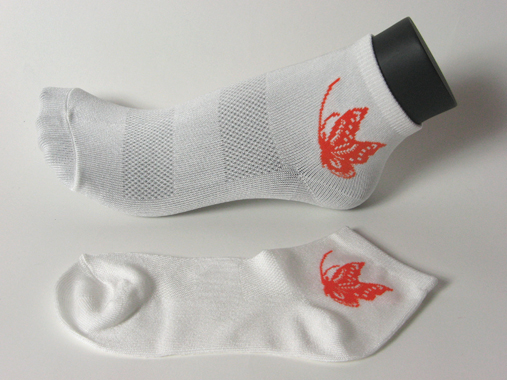 Orange butterfly on white youth cozy ankle socks mesh 3pairs