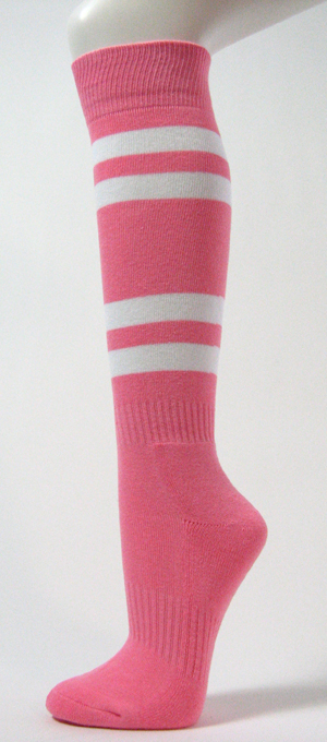 Pink with White Stripe Couver Sport Knee High Softball Sock 3PRs
