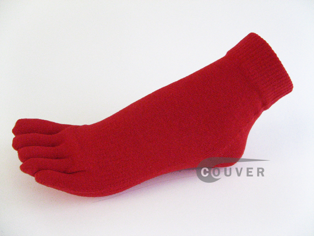 Red COUVER 5finger Toes Ankle Toe Socks Wholesale, 6Pairs