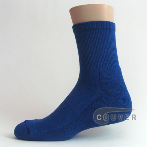Blue basketball quarter socks terry cushion on sole, 3PAIRS