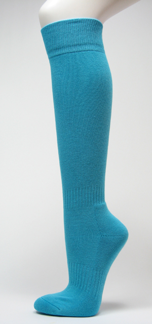 Sky blue softball baseball knee high socks cushion on sole