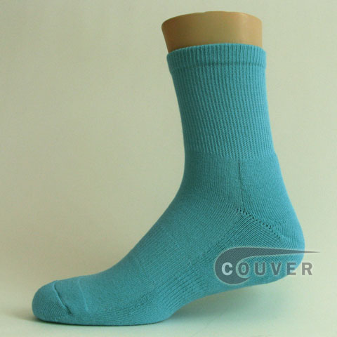 Sky blue basketball quarter socks terry cushion on sole, 3PAIRS