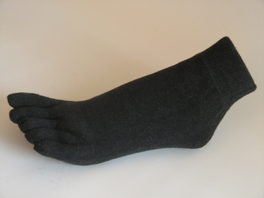 Thicker Charcoal ankle toe socks terry cloth