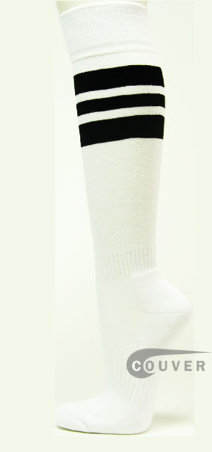 Black Stripe on White Couver Knee High Sports/Softball Sock 3PRs