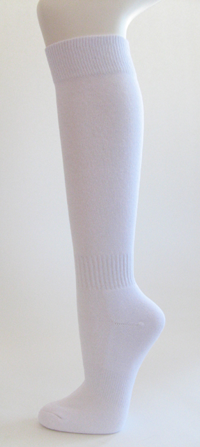 White softball baseball socks knee high