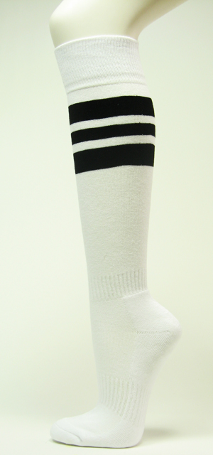 White w black striped knee high sports softball baseball socks