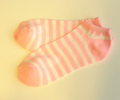 Girl & Womens Cute Cozy Stripe Low Cut Light Pink Socks [3pairs]