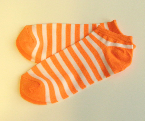 Girls & Womens Cute Cozy Stripe Low-Cut Orange Socks [3pairs]