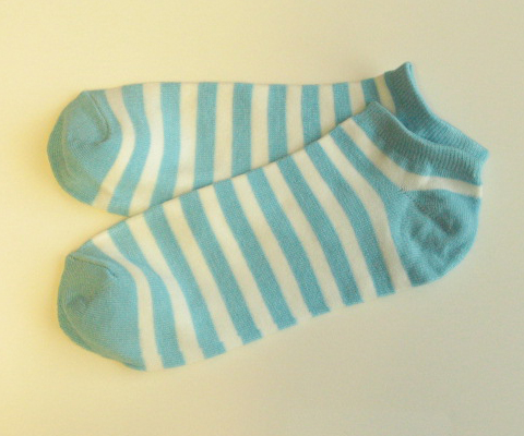 Girls & Womens Cute Cozy Stripe Low Cut Sky Blue Socks [3pairs]