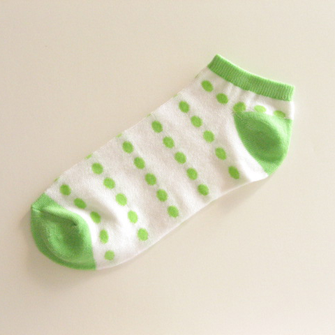 Polka Dot Socks Lime Green Dots in White Womens Girls [3pairs]