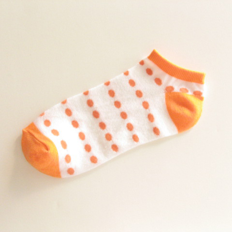 Girls Women's Polka Dot Socks Orange Dots in White [3pairs]