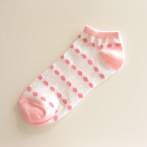 Polka Dot Socks Pink Dots in White Girls Womens [3pairs]