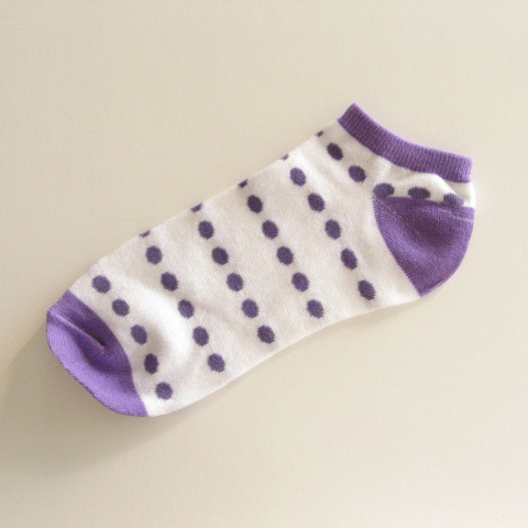 Women's Polka Dot Socks Purple Dots in White Girls [3pairs]
