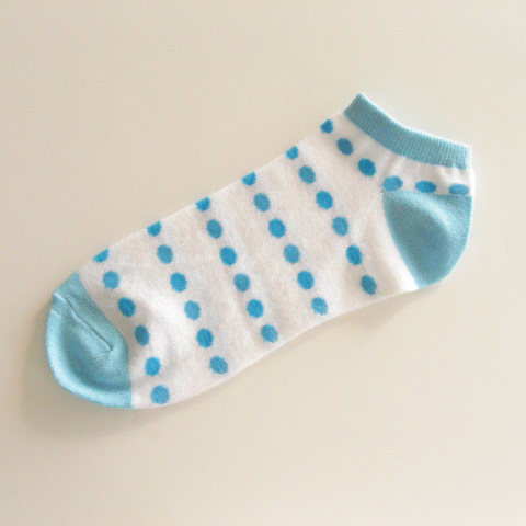 Womens Polka Dot Sock Sky Blue Dots in White for Girls [3pairs]