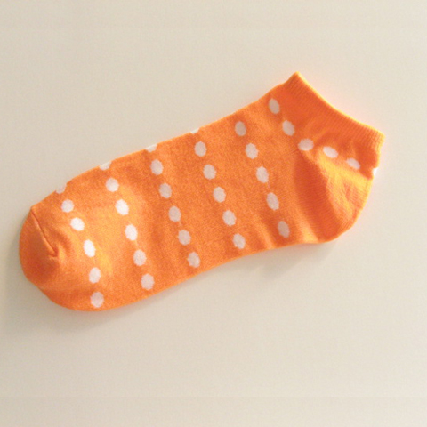 Womens Polka Dots Socks White Dot in Orange