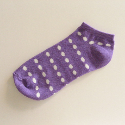 Womens Polka Dots Socks White Dot in Purple