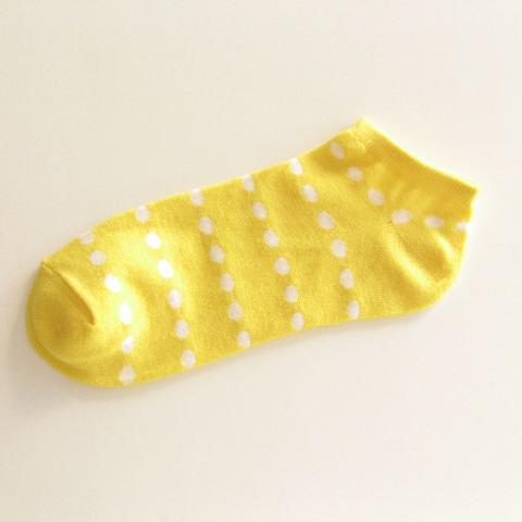 Womens Polka Dots Socks White Dot in Yellow