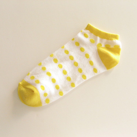 Polka Dot Socks Yellow Dots in White for Women Girls [3pairs]
