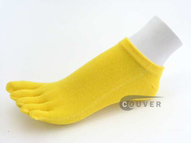 Yellow No Show 5Fingers Toed COUVER Toe Socks Wholesale, 6PAIRs