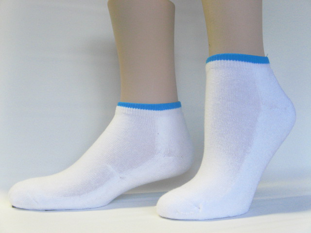 neon blue trim low cut running athletic socks