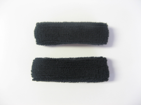 1" Black Short Cotton Sweat Wristband [1pair]