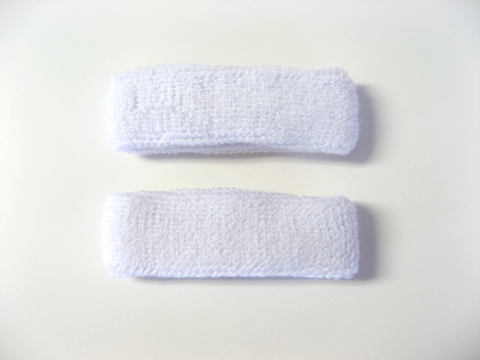 1" White Short Cotton Sweat Wrist Bands [1pair]