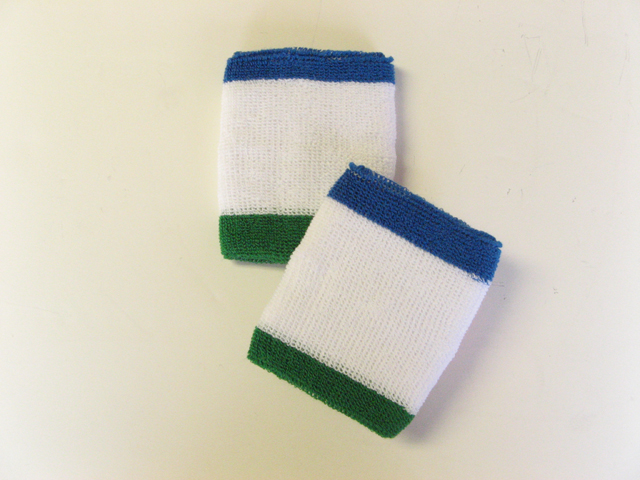 3Color Trim White with Blue Green Wrist Bands Wholesale 6pairs